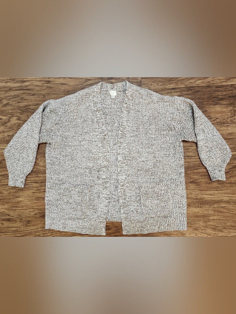 Soft Chunky Marled Oatmeal Brown Open Front Cardigan